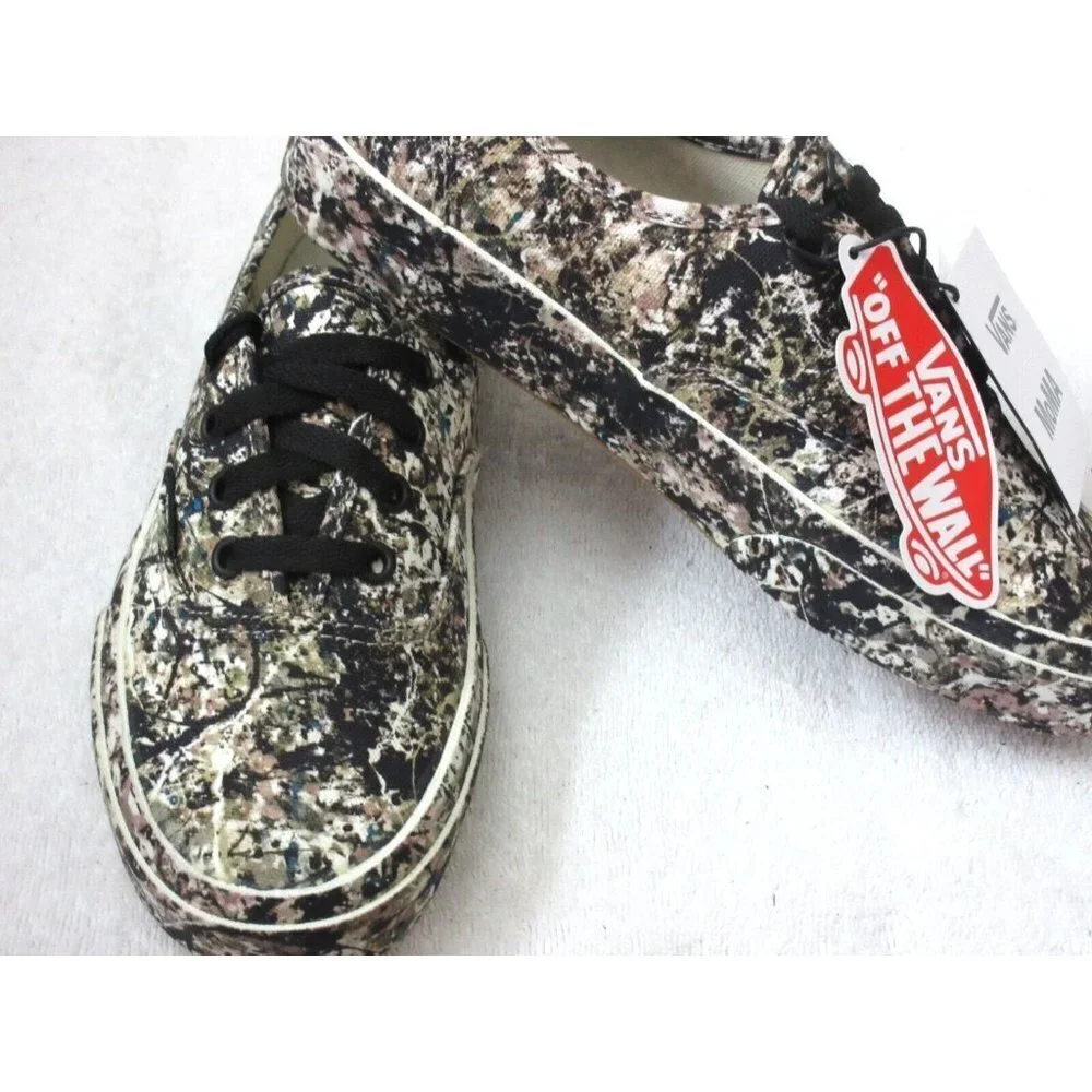 Vans x MoMA Women's Authentic Jackson Pollock Canvas Shoes Black Size 7 NIB